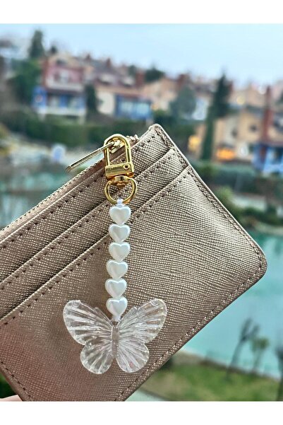 PEONY peonyofficiall Klipsli Kelebek Ve İnci Kalp Detaylı Cüzdan Süsü Çanta S...