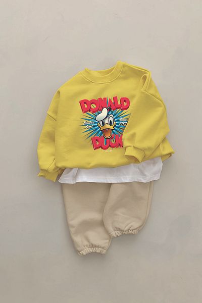 ADABEBEK New Season Danıld Duck Printed 2-Piece Baby Set 232345
