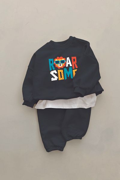 ADABEBEK New Season Roar Cool Lion Printed 2-Piece Baby Set 23319