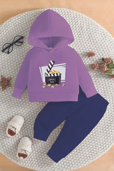 ADABEBEK New Season Movie Time Printed Hoodie 2-Piece Baby Set 232327