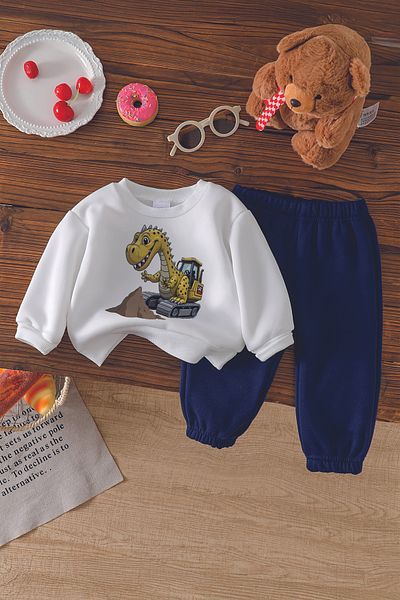 ADABEBEK New Season Dinotruck Printed 2-Piece Baby Set 22580