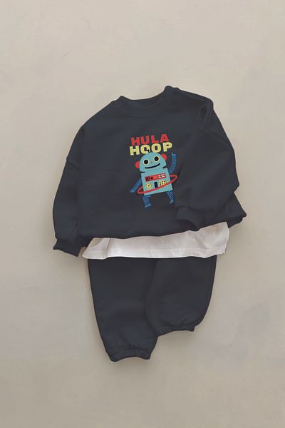 ADABEBEK Premium Hulohoop Robot Printed 2-Piece Baby Set 22861