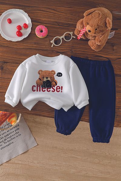 ADABEBEK New Season Cheese Bear Printed 2-Piece Baby Set 11028