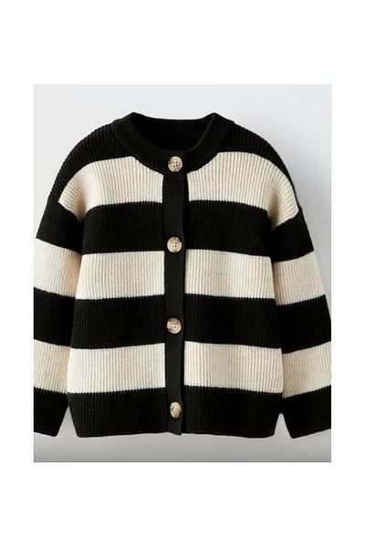 CİCHLİD Girl's Striped Knitting Cardigan