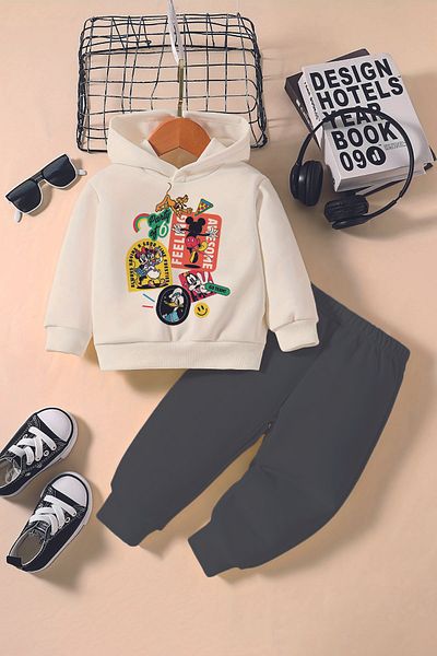 ADABEBEK New Season Miki Firends Printed Hoodie 2-Piece Baby Set 232341