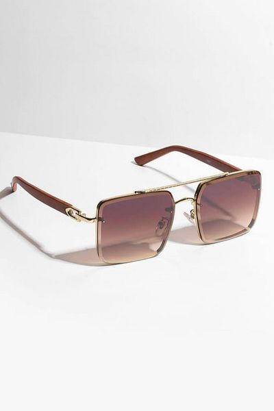 Eyesofia High Quality Titanium Square Brown Unisex Sunglasses