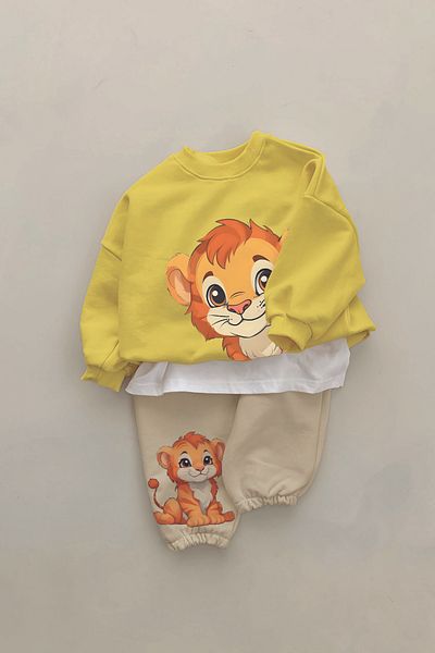 ADABEBEK New Season Baby Lion Printed 2-Piece Baby Set 22573
