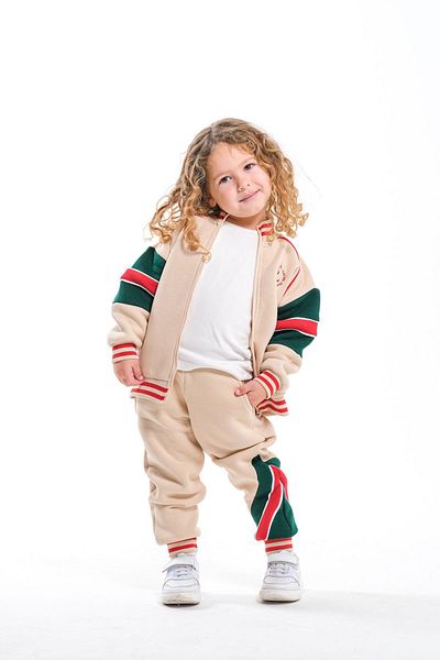 AdaKids New Season Slogan Zipper Stripes Suit