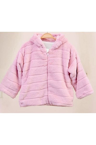 CİCHLİD Girl's Hooded Combed Combed Plush Coat
