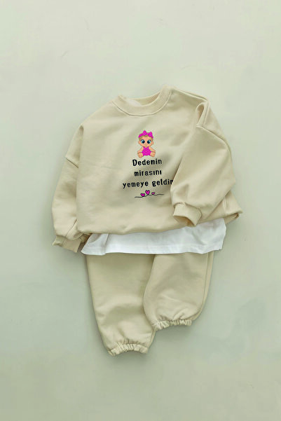 ADABEBEK New Season I'M Here to Eat My Grandfather's Heritage Printed 2-Piece Baby Girl Set 20508