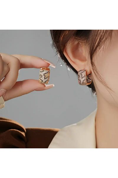 TAKİŞKO COMPLETE Rhinestone LEOPARD EARRING