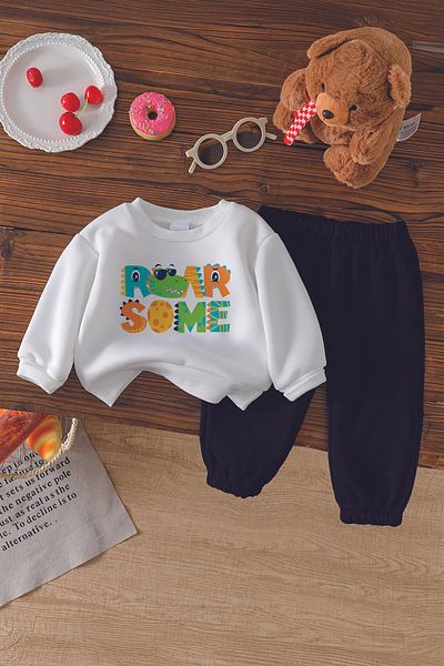 ADABEBEK New Season Colorful Dinosaur Printed 2-Piece Baby Set 23325