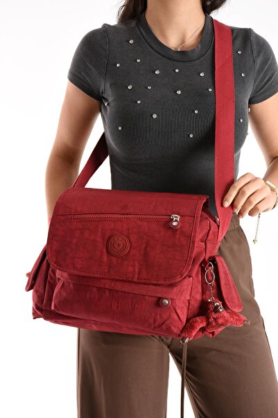 Çanta Trend Crossbody Ultra-Light Multi-Pocket Shoulder Bag Red (Model: 571-6N)