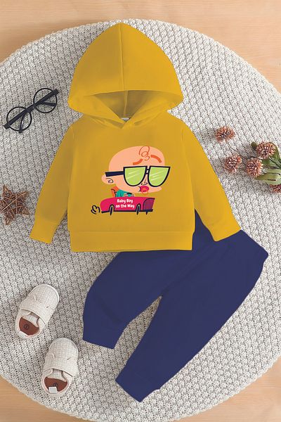 ADABEBEK New Season Racer Baby Printed Hoodie 2-Piece Baby Set 232338