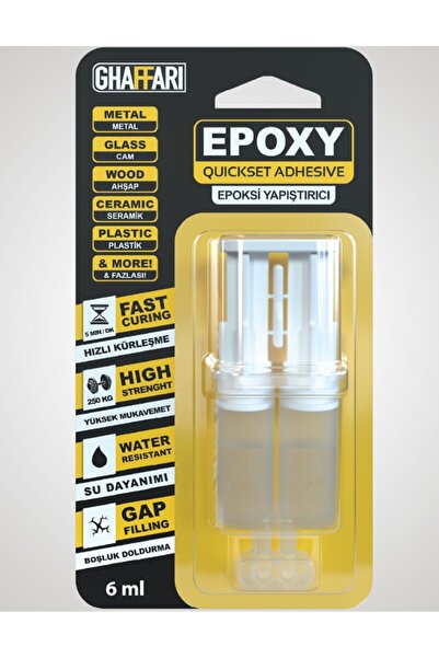 GHAFFARİ Genel Amaçlı Epoksi Yapıştırıcı 6 ml Şırınga Ambalaj - Şeffaf