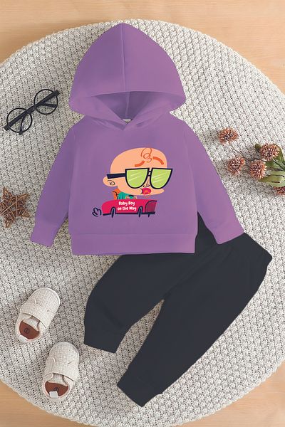 ADABEBEK New Season Racer Baby Printed Hoodie 2-Piece Baby Set 232338