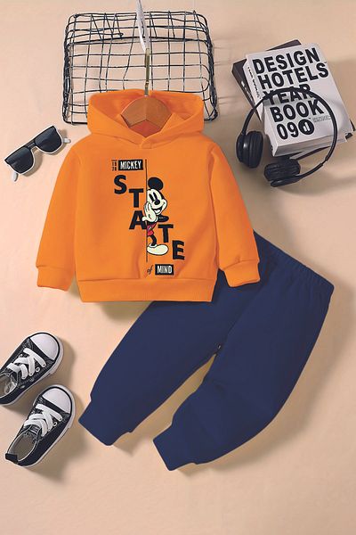 ADABEBEK Premium State Mickey Printed Hoodie 2-Piece Baby Set 232365