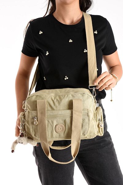 571 Collections Çanta Ultra Light Waterproof Multi-Pocket Shoulder Bag Cream (Model: 571-5m)