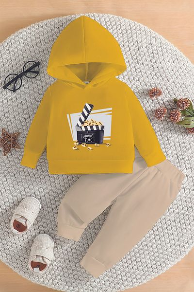ADABEBEK New Season Movie Time Printed Hoodie 2-Piece Baby Set 232327