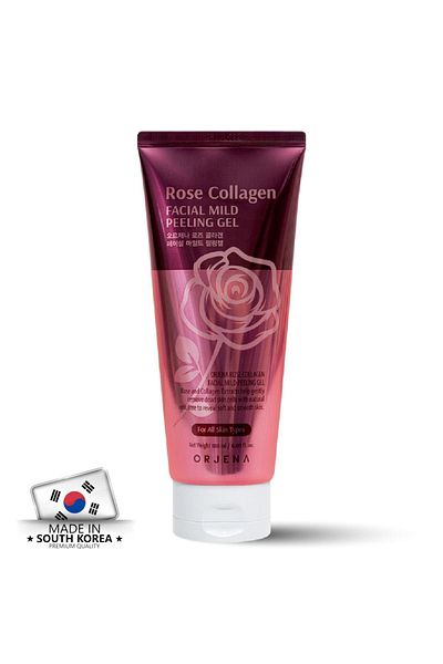 Orjena Rose Collagen Facial Peeling Gel - Mild, 180ml, Anti-Wrinkle and Aging