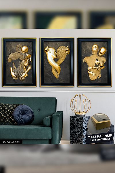 Evinemoda Pictură artistică sculptată în 3 piese cu tema dragostei