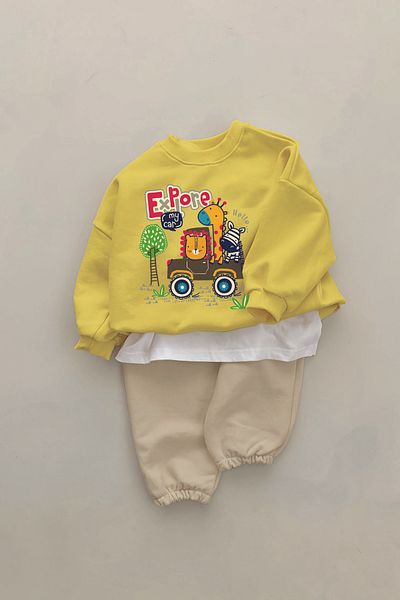 ADABEBEK New Season Cute Explorers Printed 2-Piece Baby Set 23341