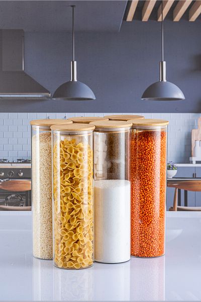 Lizzy 6 Pieces 1300 ml Luxury Round Pulses Set with Bamboo Lid