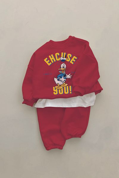 ADABEBEK New Season Enthusiast Duck Printed 2-Piece Baby Set 232344