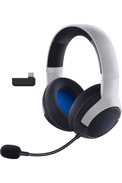 RAZER Kaira Wireless Gaming Headset for PS5/PS4, TriForce 50mm Drivers, HyperClear Mic - White/Black
