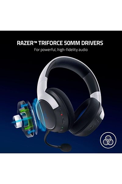 RAZER Kaira Wireless Gaming Headset for PS5/PS4, TriForce 50mm Drivers, HyperClear Mic - White/Black