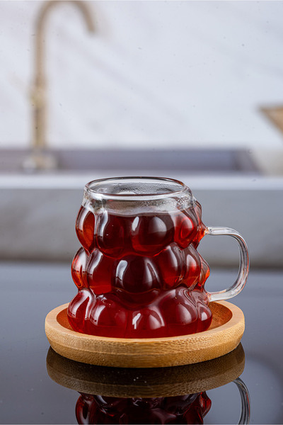 Lizzy New Style Cluster Model Tea Coffee Cup with Bamboo Base for 6 People