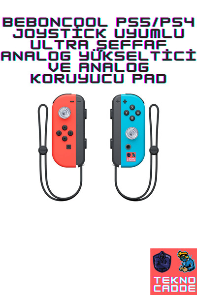 beboncool Switch/Switch Lite/Switch OLED JoyCon Uyumlu ŞEFFAF Analog Yükselti...