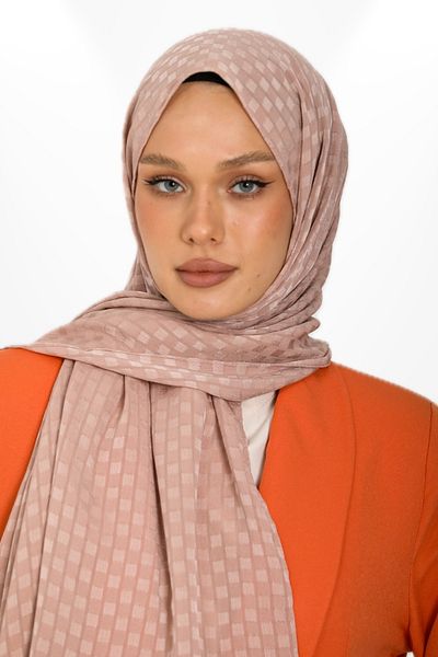 hijabchi Εισαγόμενο Jacquard Crepe Square Λεπτομερές βραδινό φόρεμα Σάλι ειδικής περίστασης - Νέες συλλογές - Νέα Δημιουργία - Μαλακή πούδρα