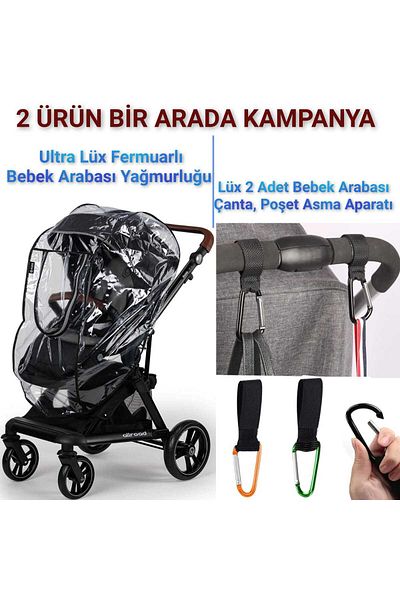 MorBebe 2 Luxury Baby Stroller - Raincoat with Elastic and Zipper, I Stroller Hook