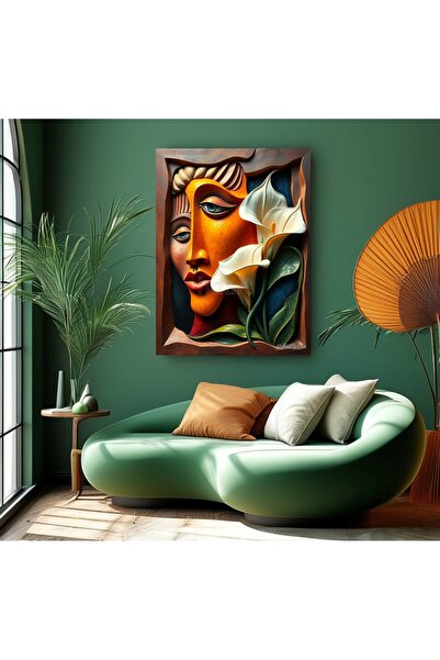 KanvasSepeti Pictură în ulei abstractă cu două flori de crin, pânză texturată...