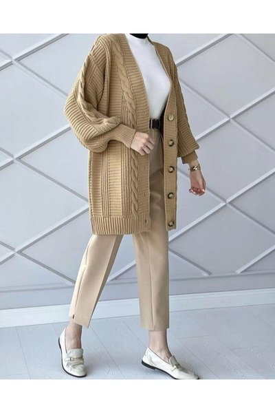 LUGMO Μπισκότο Γυναικεία Πλεκτά Πλεκτά Μαλλιά 80 εκ. - Ακρυλικό Νήμα