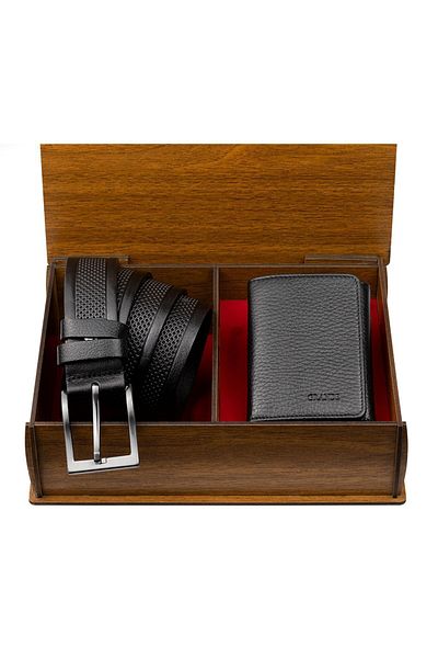 Grande 1414 Genuine Leather Men's Wallet & Genuine Leather Belt Set
