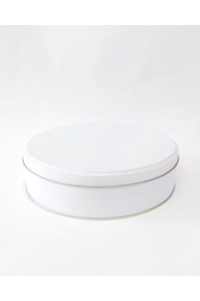 Tablostil 216X55 cm Round White Metal Box, Round Metal Chocolate Box (1 Piece)