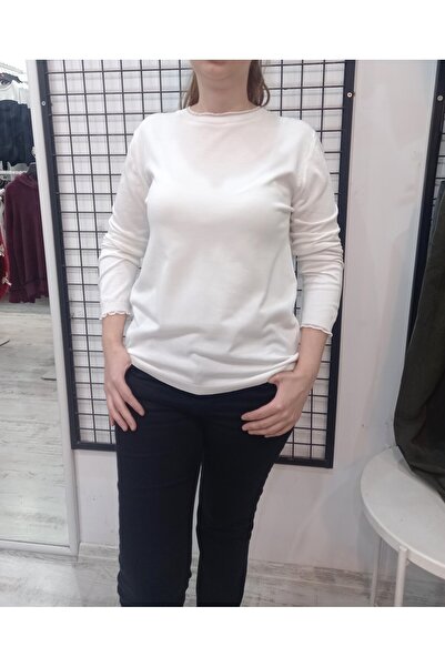 Butik Şans Jm Tulle Detailed Crew Neck Knitwear Blouse