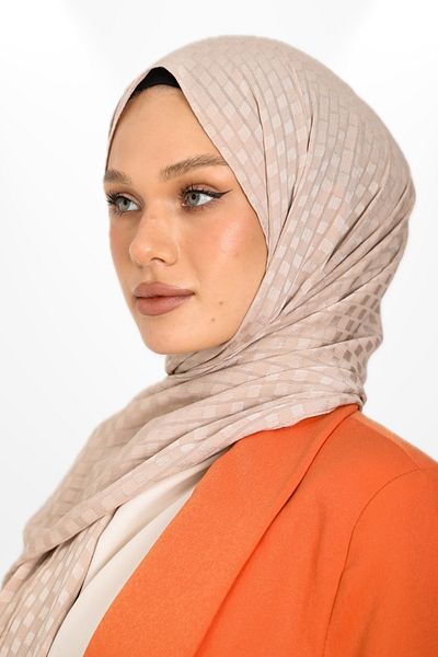 hijabchi Βραδινό φόρεμα ειδικής περίστασης - Εισαγόμενο ζακάρ, λεπτομέρεια τετράγωνο κρεπ και μαλακό σάλι βιζόν - Νέες συλλογές