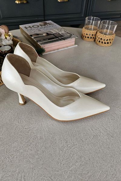 TOPUKLA Women's White Mother of Pearl 8cm Heel Stiletto with 10 80 Heels