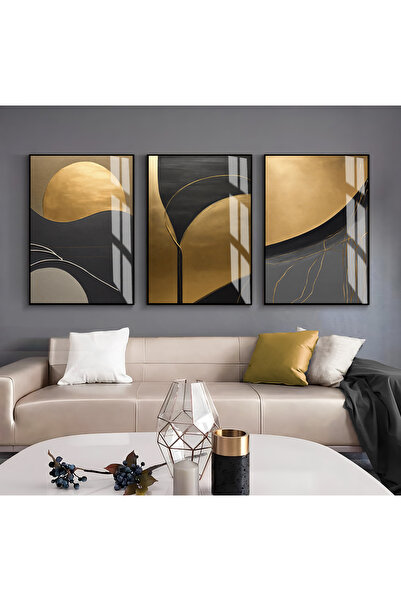 Harika bir ev Hari̇kabi̇rev | Black-Gold Abstract Combination | Framed Glass ...