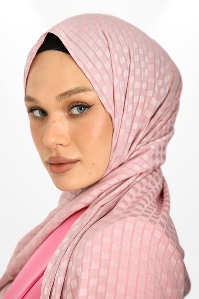 hijabchi Imported Jacquard Crepe Square Detailed Evening Dress Special Occasion Shawl - New Collections - New Creation - Powder