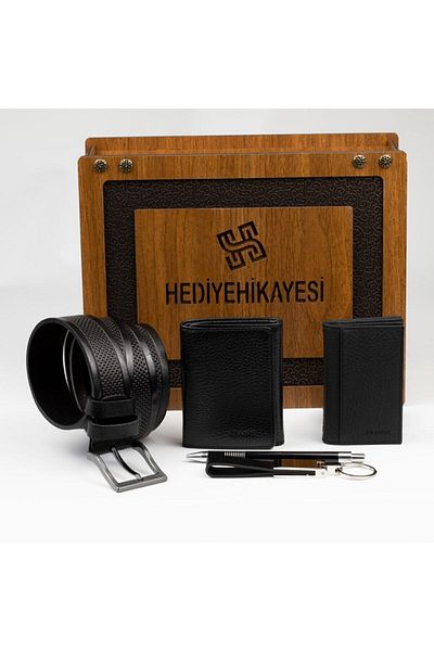 Grande 1414 Genuine Leather Men's Wallet & Genuine Leather Card Holder & Genuine Leather Belt Set