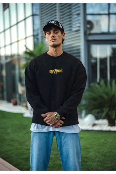 Store Μόδα Wanilia Winter Crew Neck εμπριμέ φούτερ - Μαύρο