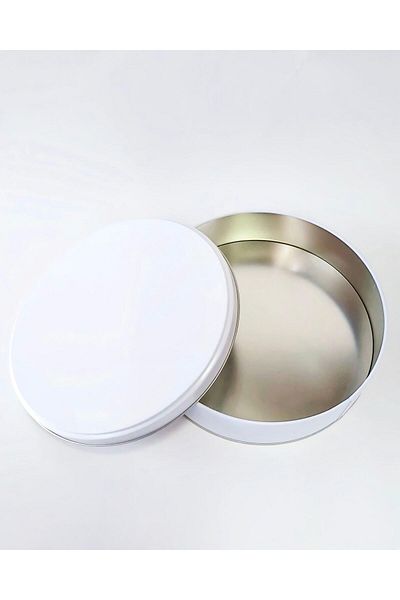 Tablostil 216X55 cm Round White Metal Box, Round Metal Chocolate Box (1 Piece)