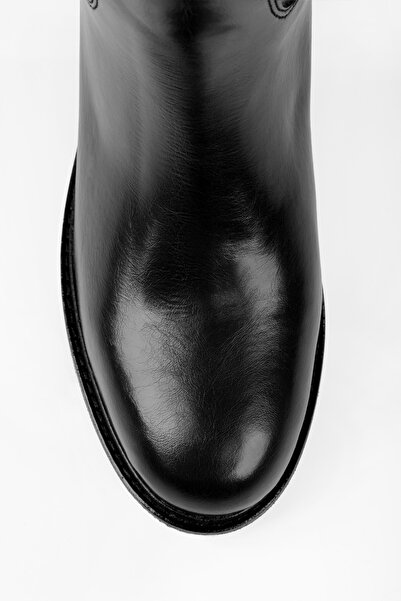 Shoeberry Cizme de călărie din piele neagră din dantelă de damă