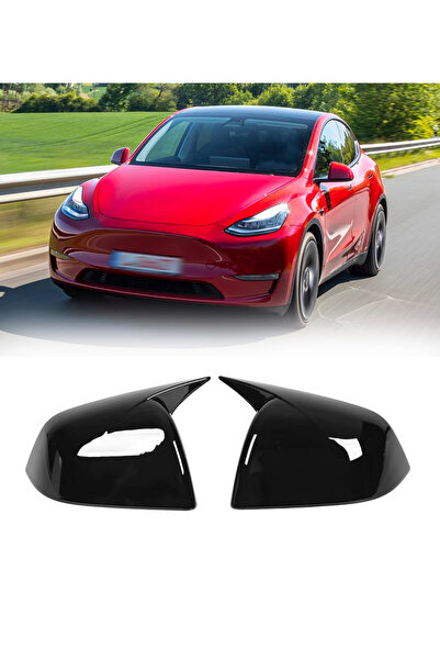 Harphour Tesla Model Y (2020-2024) Uyumlu Yarasa Ayna Kapağı İthal Parlak Siyah