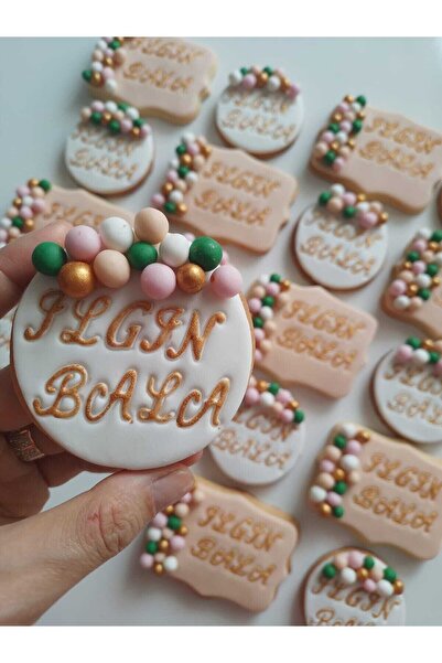 Tatlı Armağanlar Isimli Gold El Yazılı Doğum Günü Butik Kurabiye - 20 Adet
