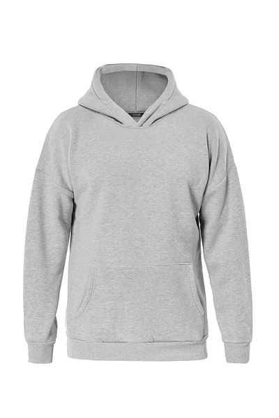 SOFTWAY Unisex Oversize Butterfly Printed Fleece Hooded Sweatshirt - Gray
